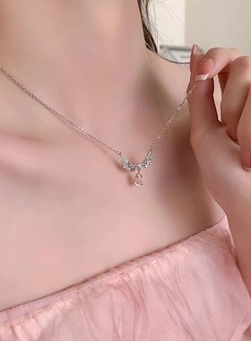 天使之泪翅膀吊坠项链镶钻个性锁骨链小众冷淡风温柔小众设计感