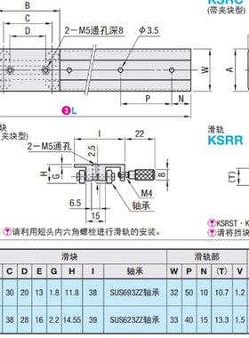 KSRR13-120 170 220 270 320 370 420 470 520 570 620线性滑轨