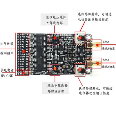 现货速发双路高速DAC模块AD9764 14位并行DA125M 波形产生配套FPG