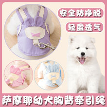 萨摩耶幼犬专用牵引绳狗q绳背心式胸背带狗狗外出可爱遛狗绳子网