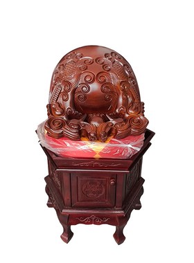 寺院法器龙雕大木鱼铜磬配木锤棉垫子木架手工雕刻无心材草花梨