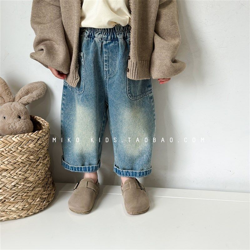 儿童裤子韩版女童复古牛仔裤2024春季新品宝宝百搭哈伦裤萝卜长裤,童装/婴儿装/亲子装,裤子,淘宝优惠券,粉丝福利购,淘宝优惠卷