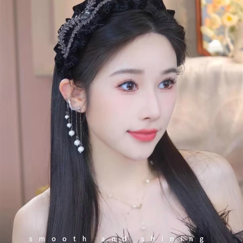 秋冬丝绒水钻星点发箍女2024年新款宽边高颅顶压发宽头箍洗脸发卡