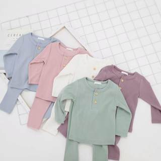 速发Baby Clothes Pajamas Sets Boys Girls Ribbed Pajamas Set