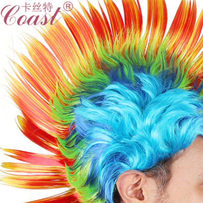 节日表演彩色鸡冠头欧美假发个性莫西干假发淘宝热销男女儿童通用