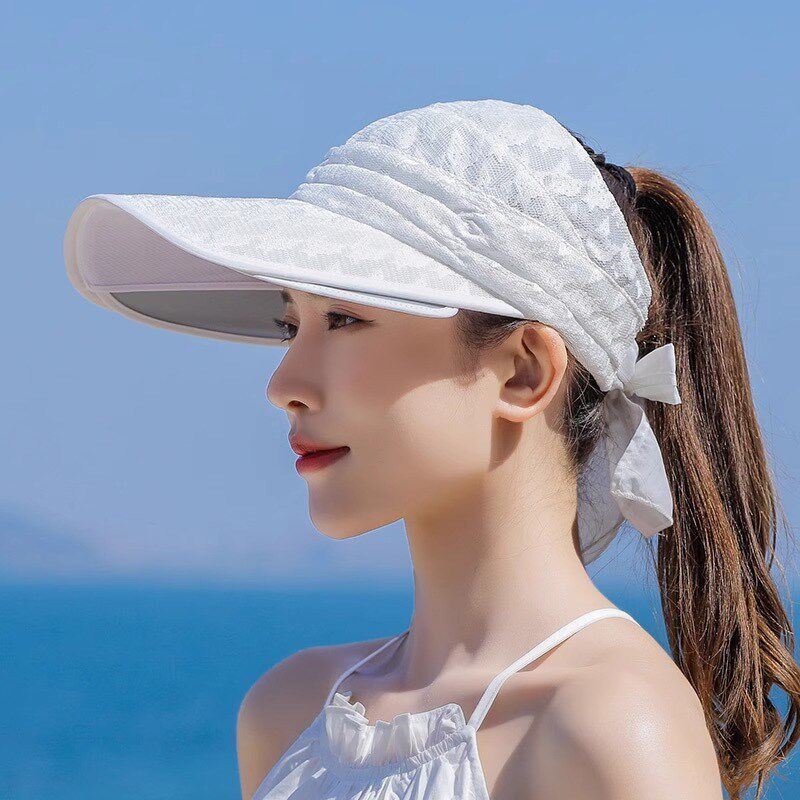 空顶女遮阳帽夏季骑行大沿防晒帽遮脸户外透气高尔夫帽子骑车帽子