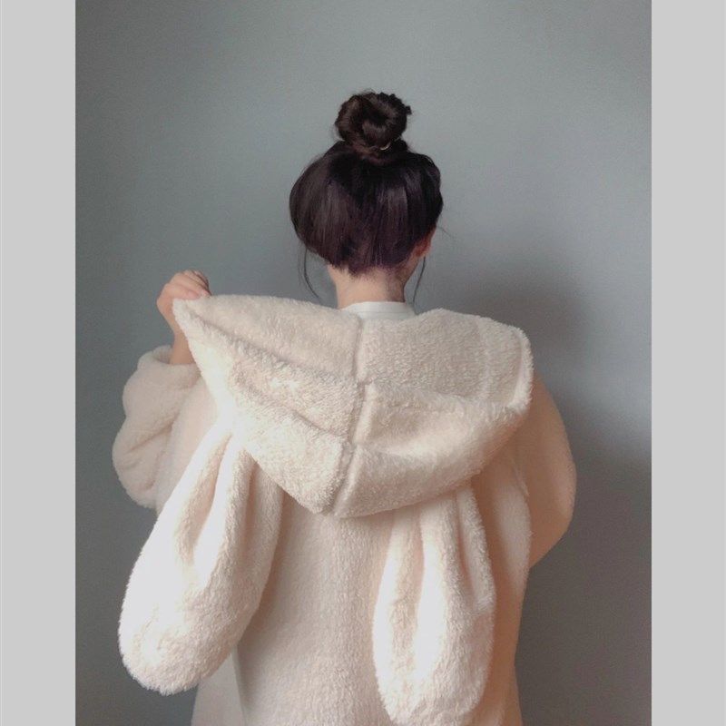 兔耳朵睡衣冬季女加绒加厚2024年新款大码甜美少女睡裙家居服睡袍,女士内衣/男士内衣/家居服,睡袍/浴袍,淘宝优惠券,粉丝福利购,淘宝优惠卷