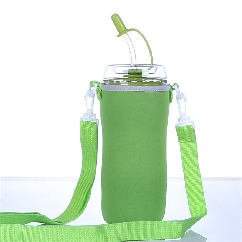 带杯套耐热玻璃吸管杯大人孕妇产妇牛奶水杯便携刻度产后儿童卧床
