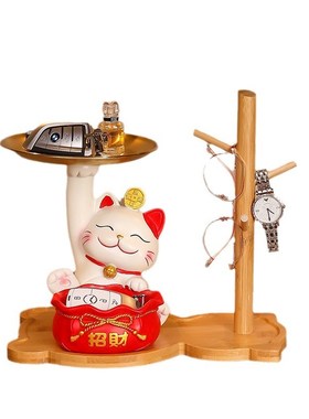 招财猫入户玄关装饰品门口鞋柜钥匙收纳摆件客厅家居乔迁新居礼品