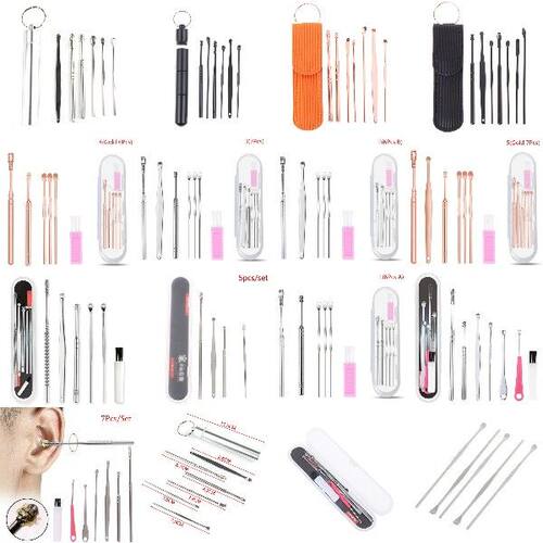 热销1/5/6/7Pc Stainless Steel Earpick Ear Cleaner Spoon Ear