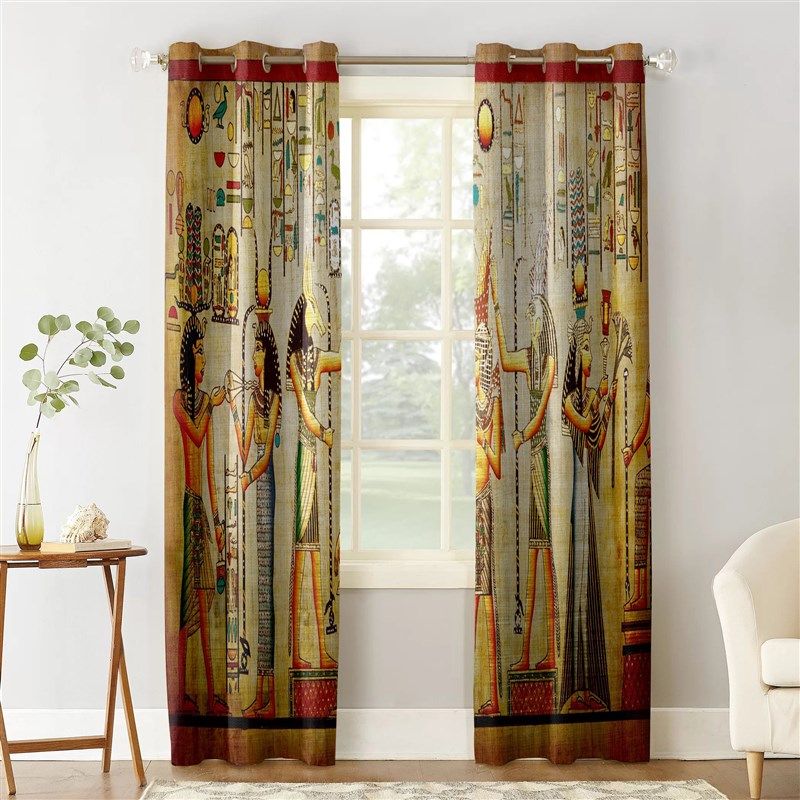 Curtains Bedroom Drapes-Fabric Egyptian Kids Circle Window L