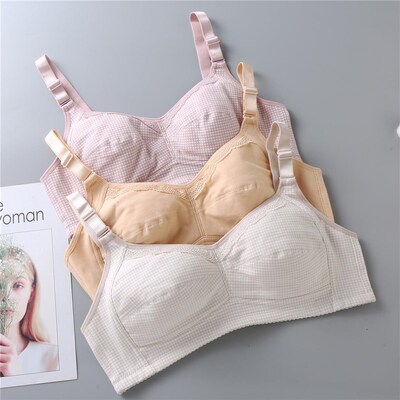 四季薄款透气无钢圈无海绵文胸中老年女士内衣大码调整型胸罩