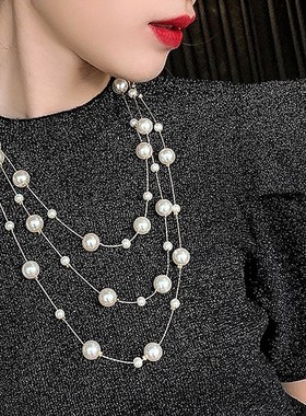 秋冬毛衣链高领吊坠项链韩版轻奢小众高级感长款搭配打底衫配饰潮