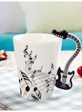Creative Music Violin Style Guitar Ceramic Mug Coffee Tea Mi