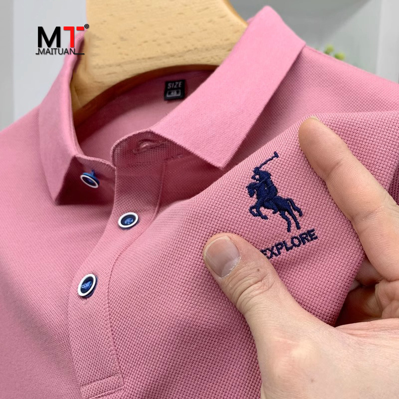 高端短袖t恤POLO衫男士夏季丝光棉刺绣拉夫·劳伦马球衫男款纯色