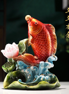 新中式年年有鱼摆件锦鲤乔迁之喜轻奢高档家居客厅玄关酒柜装现货