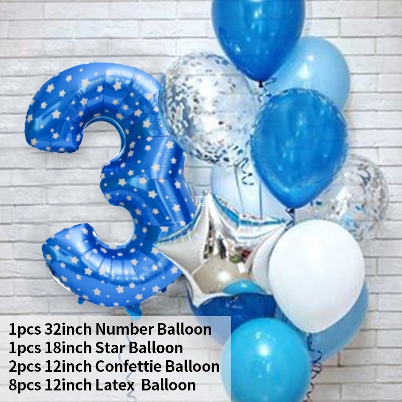 极速12pcs Number Foil Balloons Birthday Party Decoration Kid