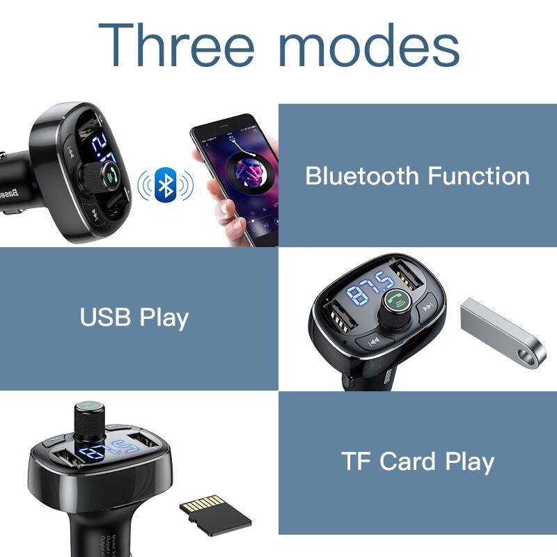 Baseus FM Transmitter Modulator Bluetooth Handsfree Car Kit