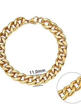 小众高货Men's Chain Bracelet Stainless Stel Curb Cuban Link