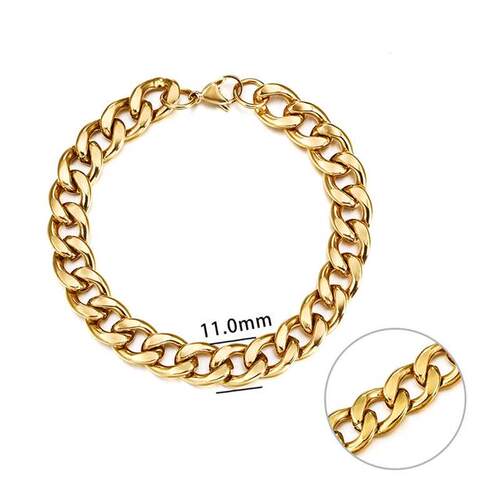 小众高货Men's Chain Bracelet Stainless Stel Curb Cuban Link