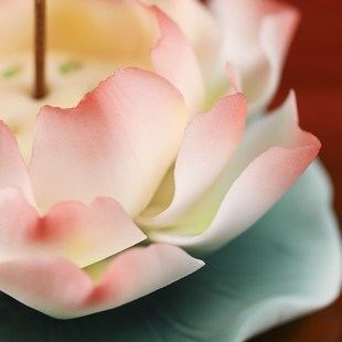 香炉陶瓷创意家用室内香插莲花香座线香底座茶几摆件香薰香炉供佛