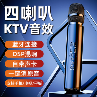 听声者家用唱歌麦克风音响一u体无线话筒声卡k歌专用儿童家庭ktv