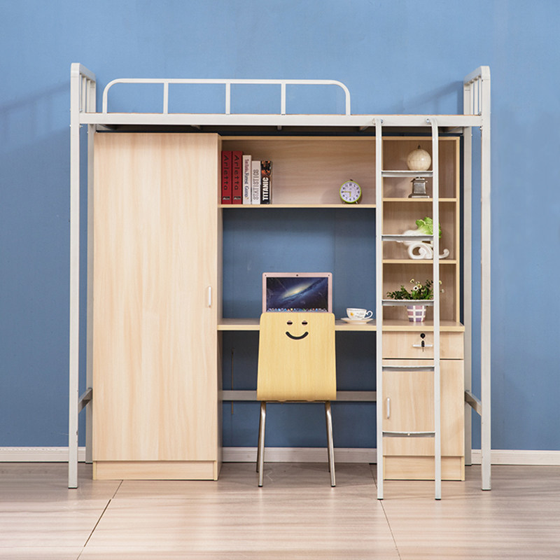 直销大学b生公寓床上床下桌一体组合宿舍床高架床铁艺床单人员工_虎窝淘