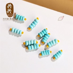 兴兴家 原矿天然绿松石隔片配珠 高瓷湖北十堰绿松垫片隔珠配饰