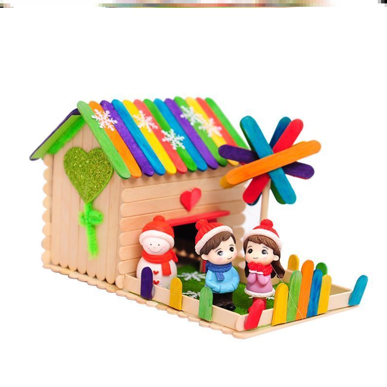 幼儿园手工制作小房子材r料小班教具学生材料包礼物雪糕棒亲子活