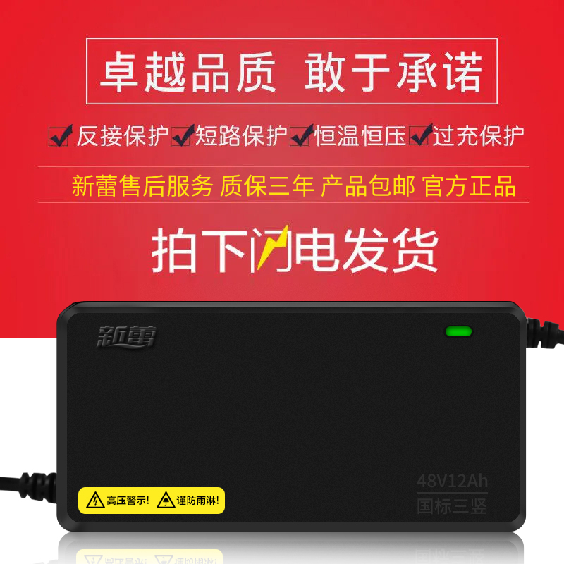 新蕾电动车电瓶充电器国标48V12AH60V20AH72V32A原装