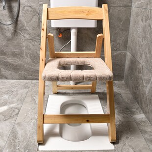 折叠实木加厚坐便椅老人孕妇坐便器厕所凳大便座椅木质坐便凳家用