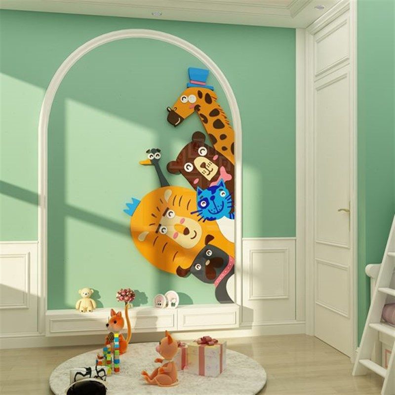 儿童房卧室装饰宝宝房间布置墙面贴纸3d立体亚克力幼儿园门贴卡通,家居饰品,文化墙贴,淘宝优惠券,粉丝福利购,淘宝优惠卷