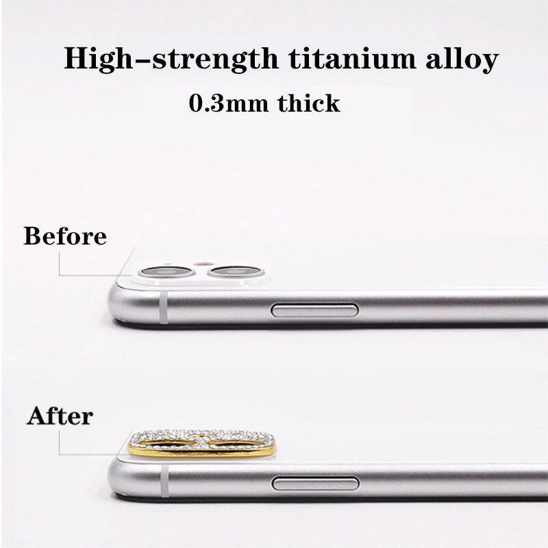 Glitter Rhinestone Camera Lens Protector Film For iPhone 11