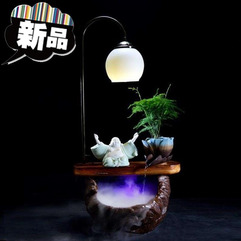 c窗台小孩中式流水摆件家居饰品新中式背景客R厅紫色花园楼梯美发