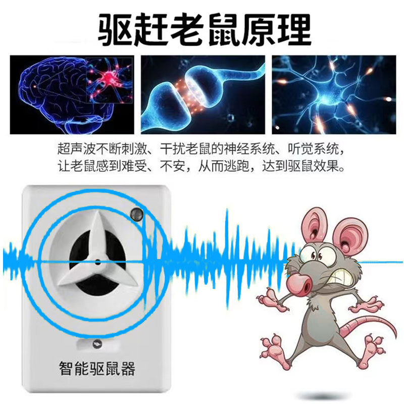 超声波驱鼠器家用灭鼠神器智能防鼠驱赶器电子猫叫声仿真吓鼠