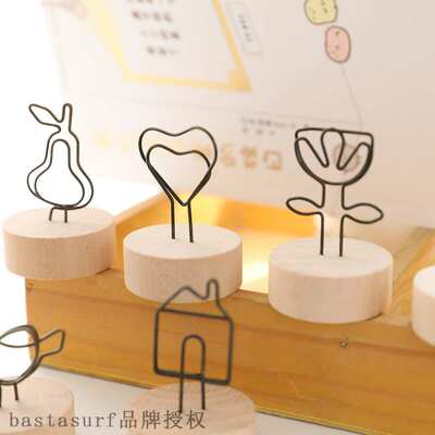 新品Creative retro log note clip vertical simple lovely phot