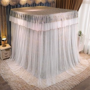 欧式 三开门蚊帐1.5双轨加密1.8加厚遮光挡风 家用卧室床帘导轨式