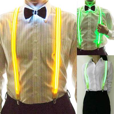 推荐Light Up Men's Led Suspenders Bow Tie Perfect For Music