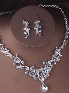 新娘项链婚纱套链结婚饰品项链耳环新娘饰品2021新款影楼礼服配饰