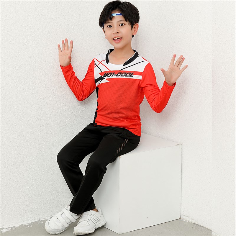 儿童羽毛球服长袖套装秋冬速干运动服男女童网球乒乓跑步裙裤定制