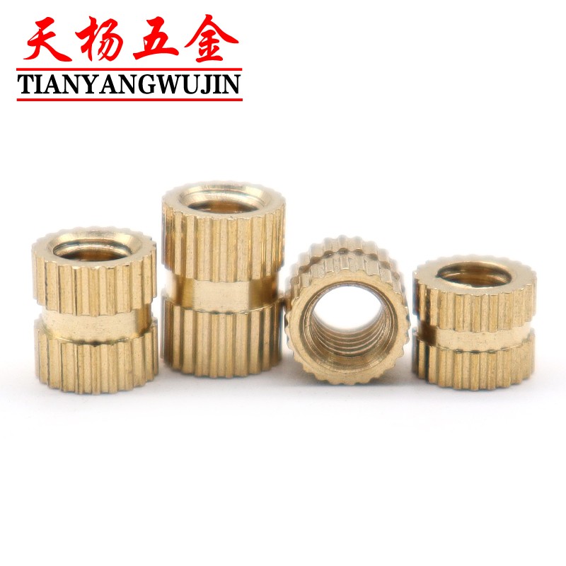 M2 M2.5铜花母注塑黄铜通孔滚花螺母A型铜预埋件*x3x4x5x6x7x8x10
