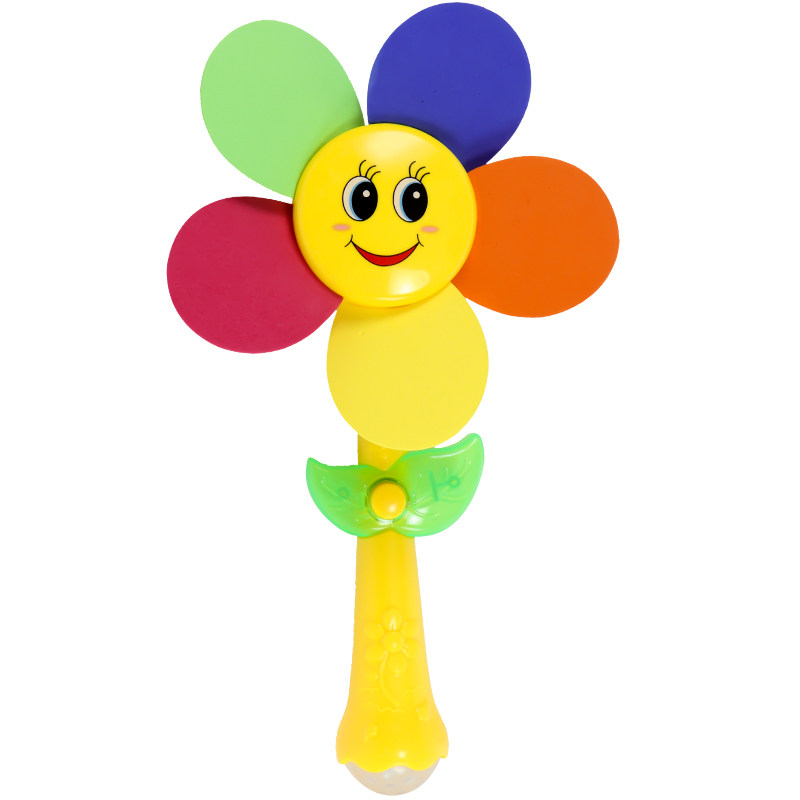 婴儿童电动风扇棒向日葵风车卡通幼儿园宝宝玩具塑料旋转七彩彩色