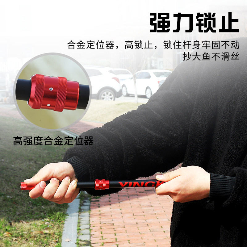 钓鱼碳素抄网超轻超硬抄网竿套装大物伸缩l鱼网抄网杆网兜网头全