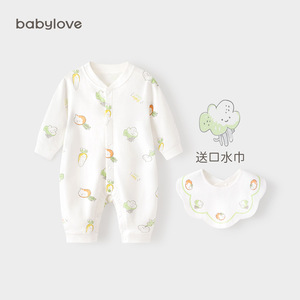 小众高货babylove婴儿连身衣长袖纯棉连体衣爬服春秋童装秋装时蔬