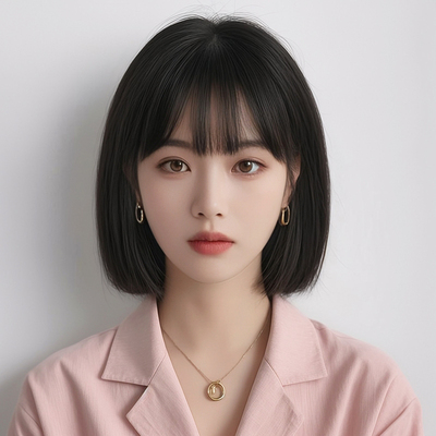 假发女短发夏天薄款自然仿真发全头套式减龄波波头黑色整顶假发套