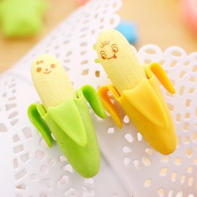 极速Creative Cute 2pcs Banana Fruit Pencil Eraser Rubber