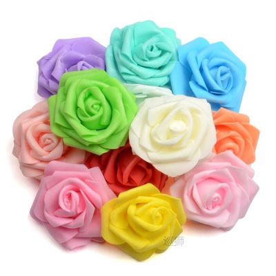 50pcs 6cm Artificial PE Foam White Roses Flowers For Home We