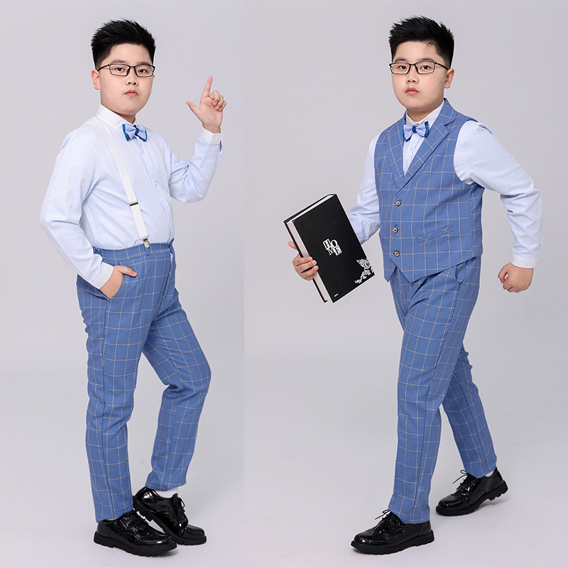 胖童西装男童加肥加大码儿童礼服套装夏季胖孩子主持人演出服正装