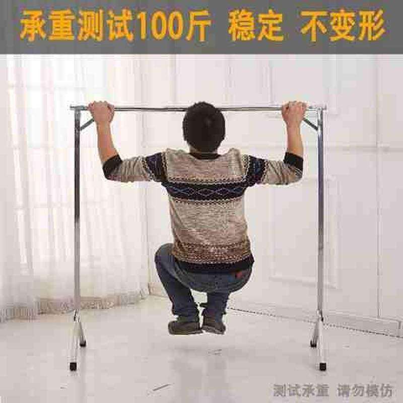 阳台晾衣架落地折叠室内移动w家用晒衣架不锈钢单杆伸缩卧室晾衣