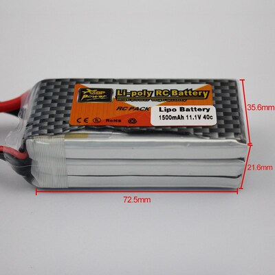 zop Original LiPo Battery 11.1V 1500Mah 3S 40C Max 60C XT60